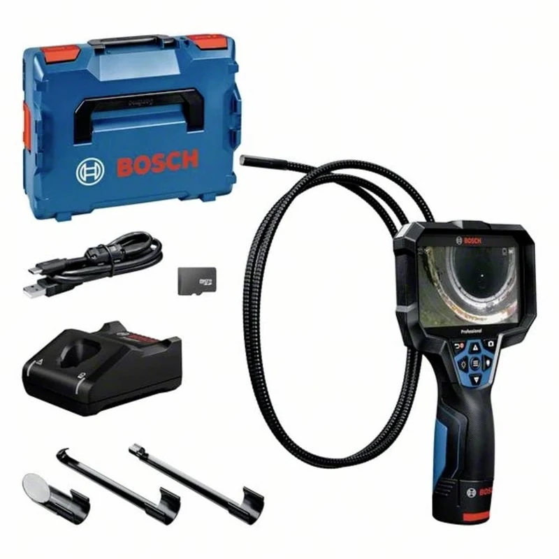 Bosch Professional Inspection Camera GIC 12V-5-27 C (cable length: 150 cm, Orientation Function AutoUp, high resolution display: 5’’ screen, 1280x720 px, in L-boxx)