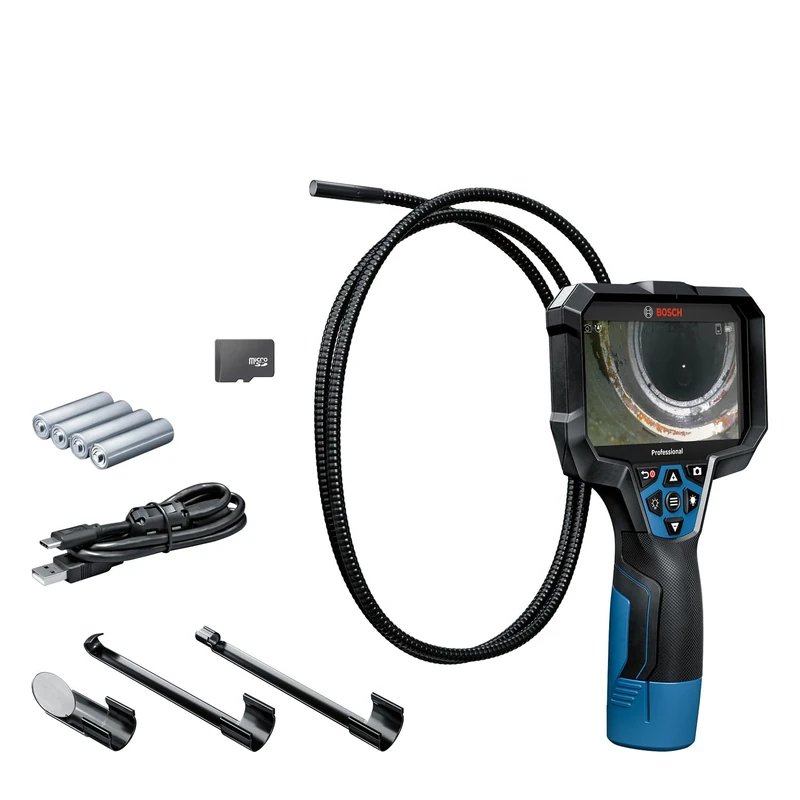 Bosch Professional Inspection Camera GIC 12V-5-27 C (cable length: 150 cm, Orientation Function AutoUp, high resolution display: 5’’ screen, 1280x720 px, in carton box)