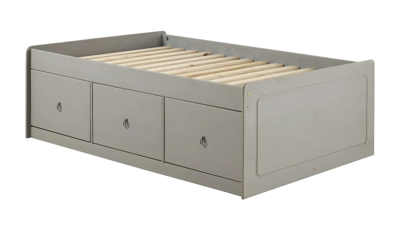 Home Source Corona Cabin Bed, Single 3ft Solid Wood, 3 Drawer Storage Bed, Grey