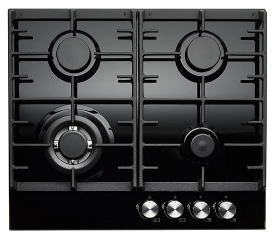 Teknix Signature Collection SCGH61B 60cm Gas Hob with 3.8Kw Wok Burner - Black Glass