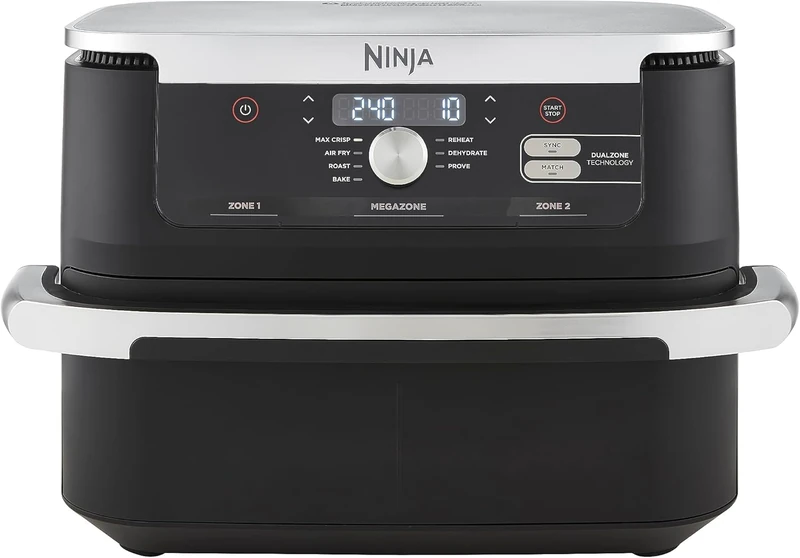 Ninja Foodi FlexDrawer 10.4L Oil-Free Fryer, 7 Modes, Roast, Bake, Non-Oil Frying, Crispy, Warm, Dehydrate, Rise, XL, Savings, DualZone Black/Copper OL750EUDBCP