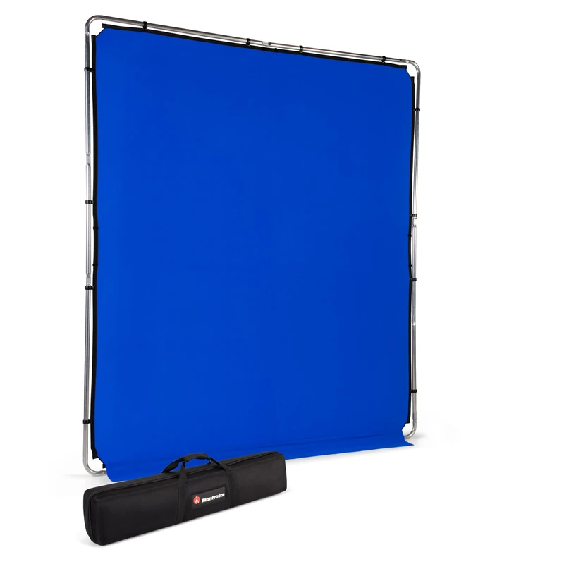 Manfrotto EzyFrame Photography/Video Large Format Collapsible Background Kit - 2 x 2.3m - Chroma Key Blue - Rapid Assembly Aluminium Frame - comes with Rigid Carry Case - Ultra-Portable - LL LB7948