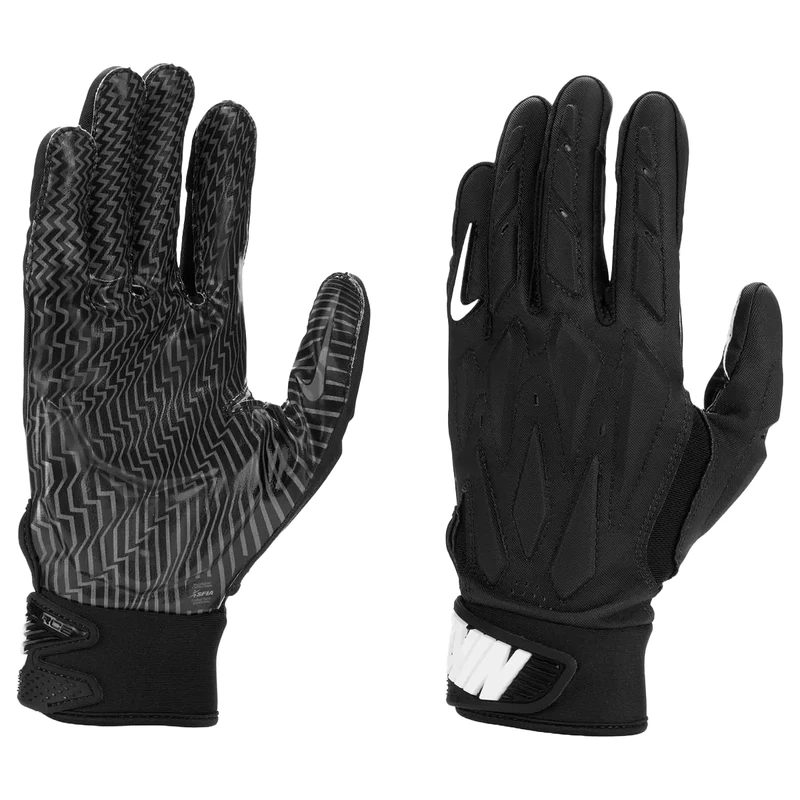 Nike D-Tack 7.0 American Football Gloves – Football Receiver Gloves – Extra Grip & Flexible Fit for Training and Matches, Black/Black/White, L