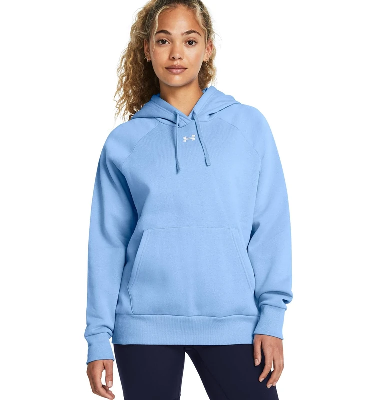 Under Armour Women's Rival Fleece Hoodie, (465) Horizon Blue / / White, XXL