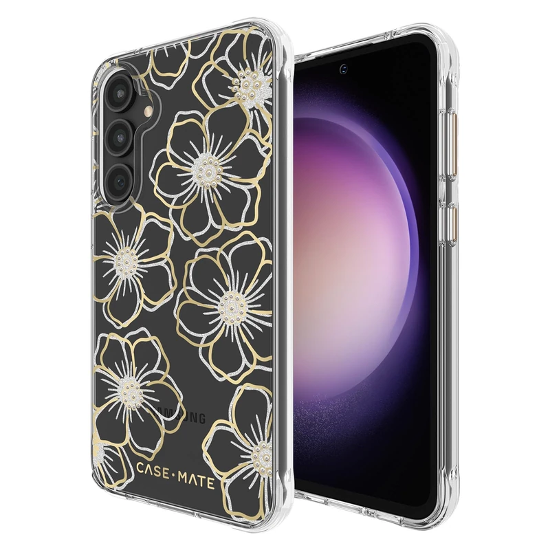 Case-Mate Samsung Galaxy S23 FE 5G Case [6.4"] [12ft Drop Protection] [Wireless Charging] Floral Gems Phone Case for Samsung Galaxy S23 FE 5G - Cute Bling Sparkle Case w/Anti-Scratch Tech, Shockproof
