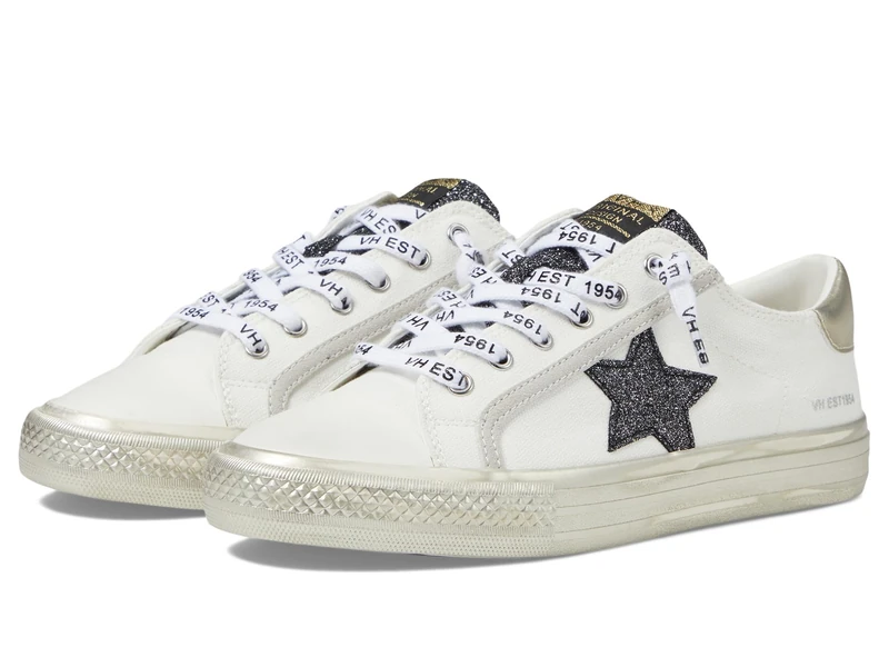 VINTAGE HAVANA Women's Alive Sneaker, White Black Gold, 7.5 UK