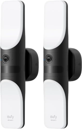 eufy Security Wired Wall Light Cam S100 Security Camera Outdoor, 2K Camera with 1200 Lumen Light, Color Night Vision, Motion Activated Light, AI Smart Detection, IP65 Waterproof, 2 Pack