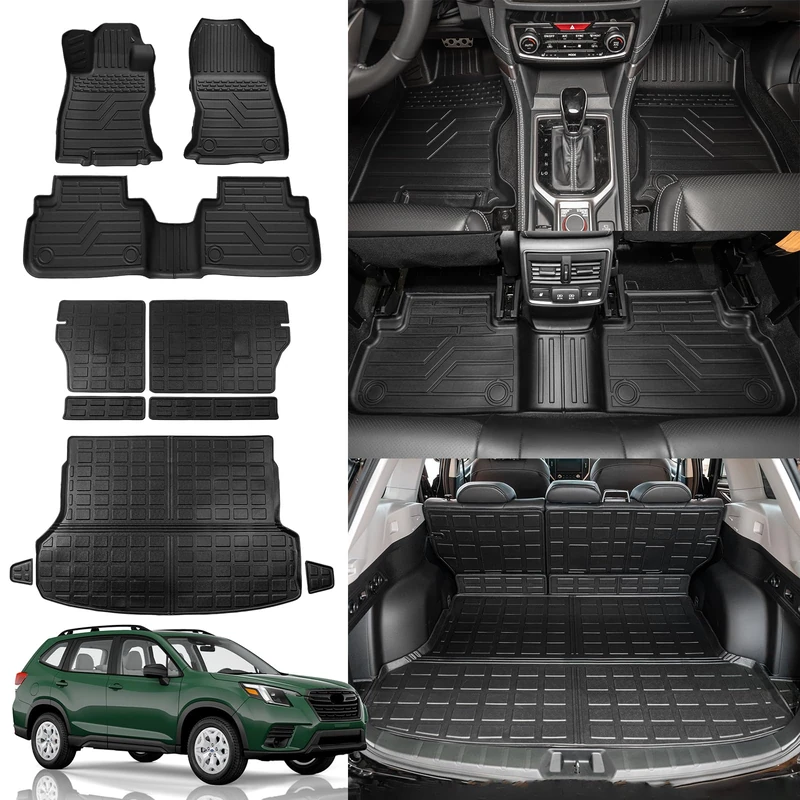Rongtaod Floor Mats Compatible with 2019-2023 Subaru Forester Trunk Mat Cargo Mat Cargo Liner Back Seat Cover Protector 2022 Forester Accessories (Trunk Mats+Backrest Mats+Floor Mats)
