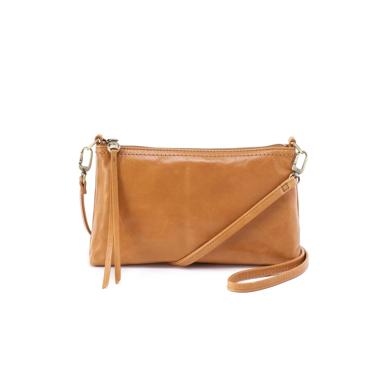 HOBO Darcy Leather Crossbody Bag for Women, Convertible to Crossbody and Wristlet, Natural, One Size