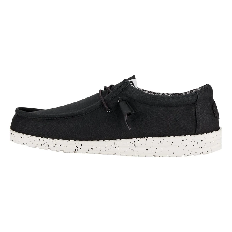 HEYDUDE Men Wally Stretch Canvas Black/White Casual Moccasin 46 EU
