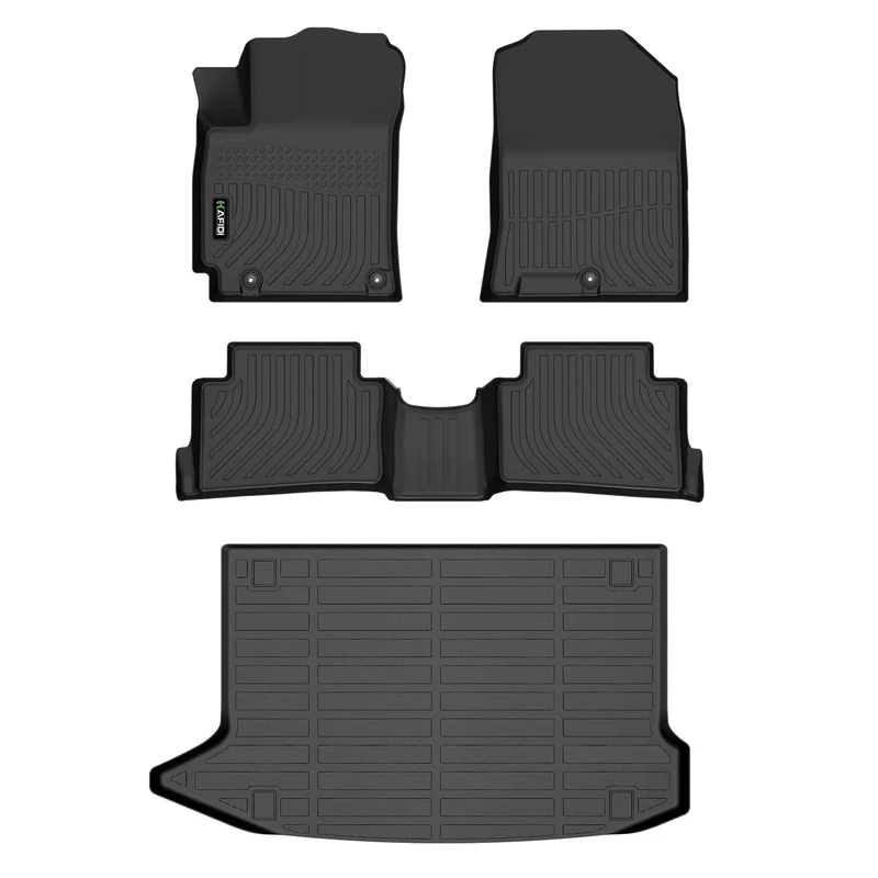 HAFIDI All Weather Car Floor Mats & Cargo Liner Set for Hyundai Kona 2018-2023/ Kona N 2022-2023 (No Electric Models) Custom Fit Accessories - Black
