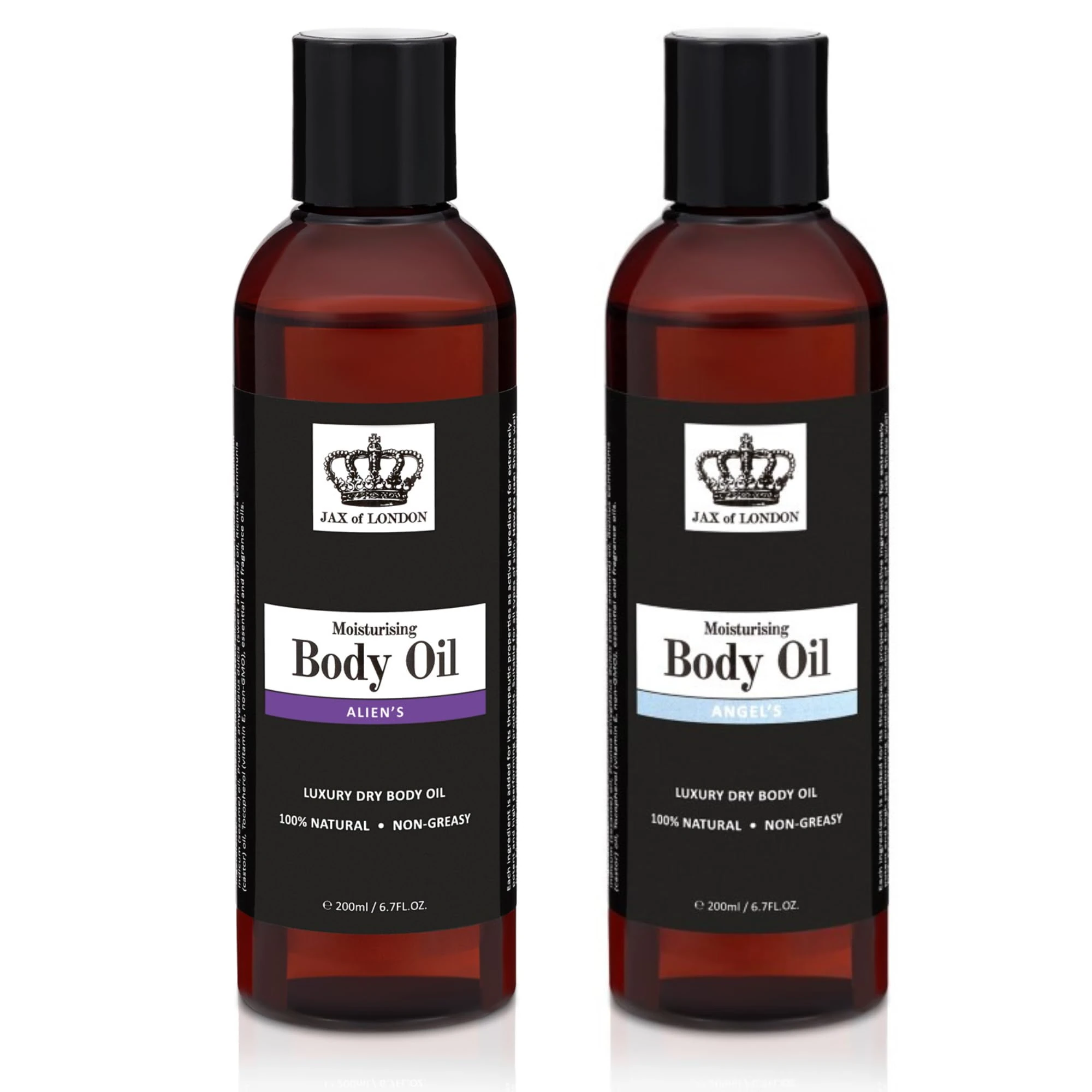Jax Of London 200ml Two Pack, Aliens and Angles Body Oil for Women, Inspired, Moisturising Massage Oil for Skin, Body Oil for Dry Skin, Firming and Stretch Mark