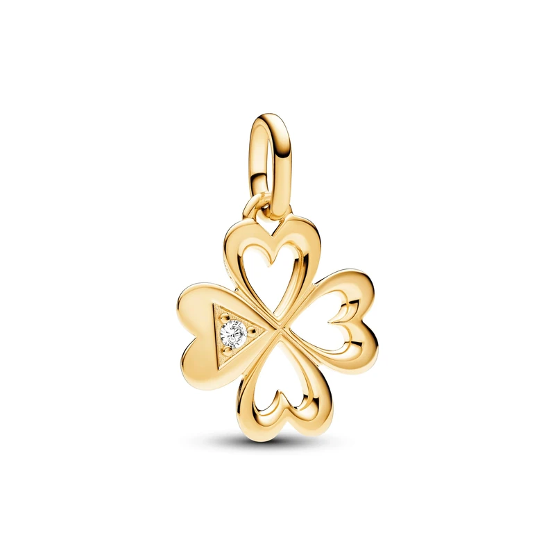 Pandora ME Clover 14k gold-plated medallion with clear cubic zirconia - Image 1