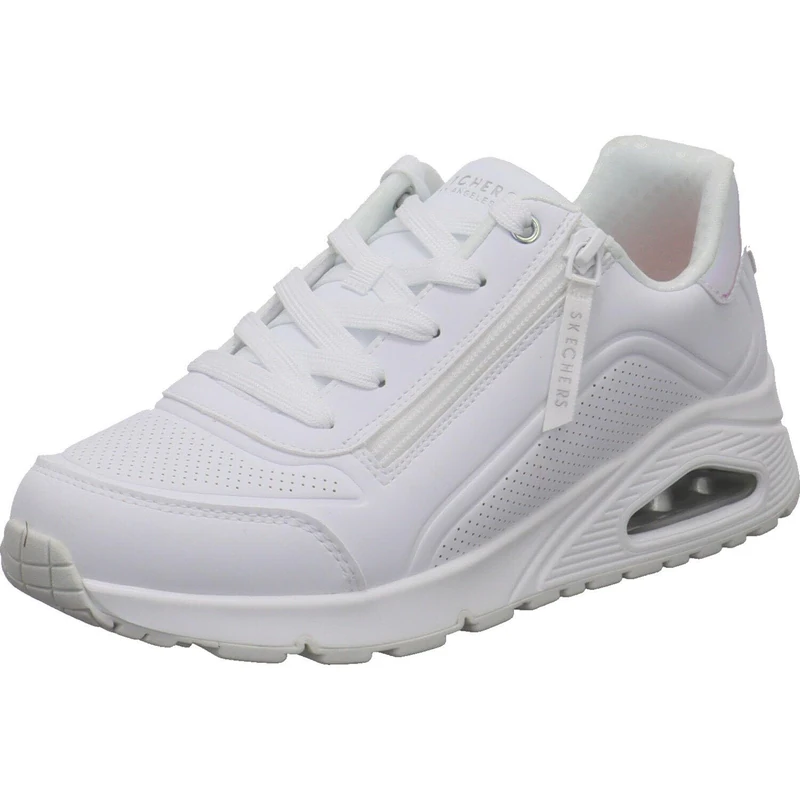 Skechers Girl's Uno Gen1 Zip and Stride Sneakers, White Synthetic/Trim, 11.5 UK Child - Image 1
