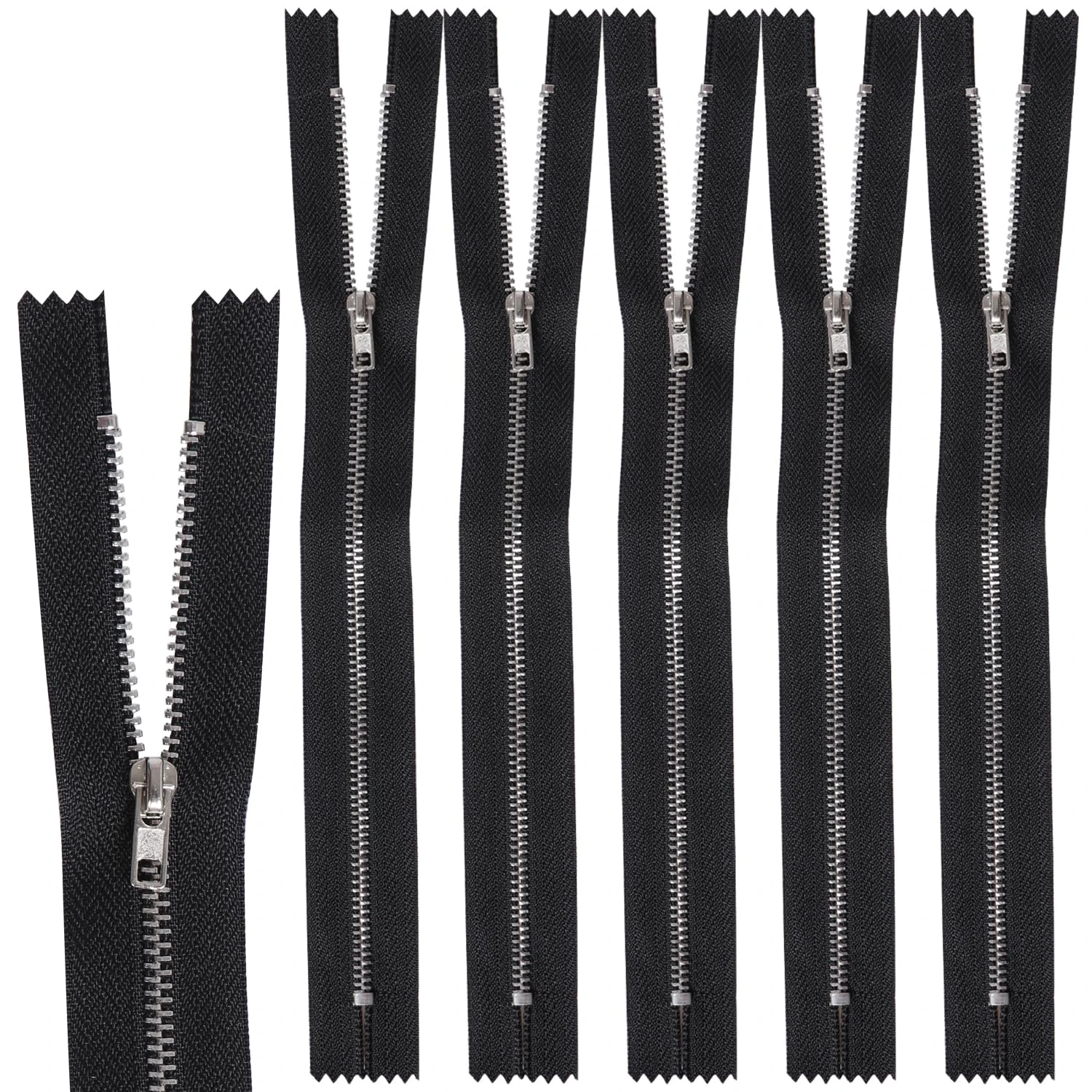 5 Pieces Zips for Sewing Zipper 25cm/10 inch Zip Zippers for Sewing Metal Zippers,Ideal for Sewing,Craft and Accessories(Black)