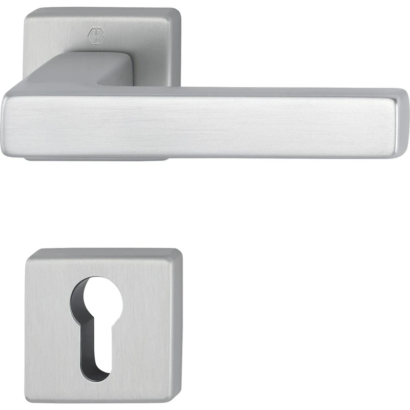 HOPPE Austin 11758156 Handle Set on Rosette PZ, Aluminium Matt Stainless Steel Coloured
