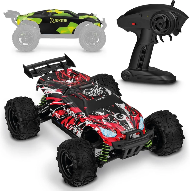 Overmax X-MONSTER 3.5 RC RALLY TRUCK with Two body works, Ultra-High-Speed 45 km/h, Extended playtime with 2 x 1700mAh Batteries, 100m Range, Supreme high-grip tyres, 4x4 Trasmissione, Durable Build