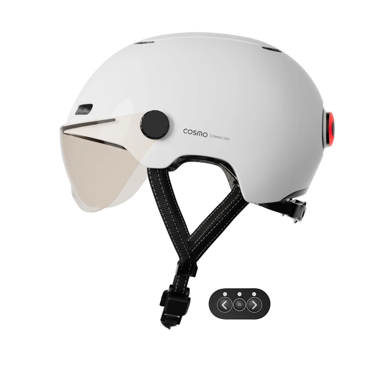 Cosmo Connected Cosmo Fusion Smart Bike and Scooter Helmet with Visor Unisex-Adult, Bright White, One Size - Image 1