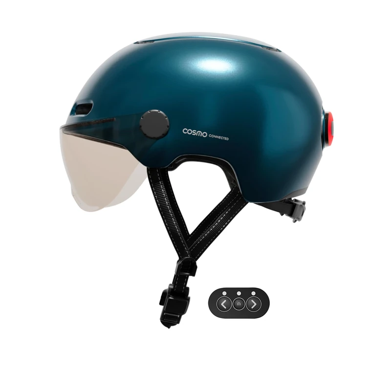 Cosmo Connected Cosmo Fusion Smart Bike and Scooter Helmet with Visor Unisex-Adult, Metallic Blue, One Size - Image 1