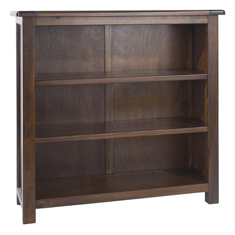 Home Source Denver Low Bookcase Display Unit, 3 Bookshelves Living Room Office Storage