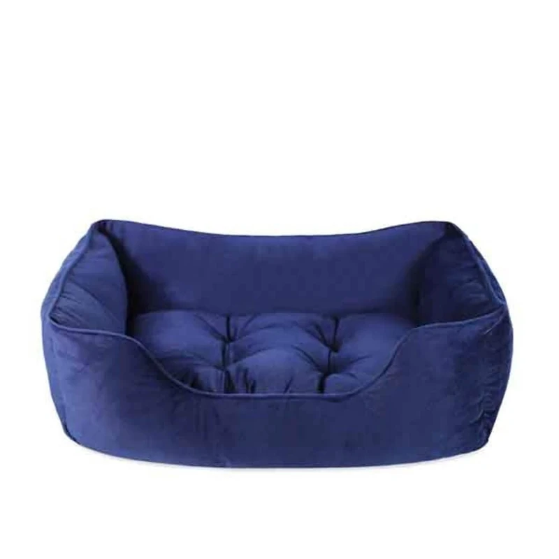 Rosewood Velvet Square Dog Bed, Navy, Large
