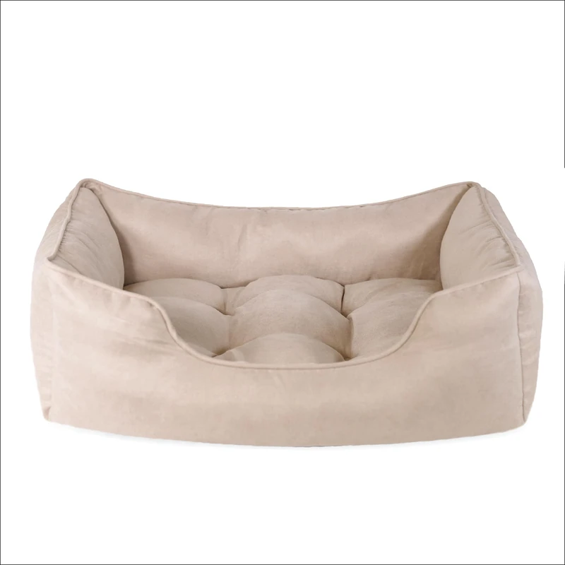 Rosewood Thin Twill Box Dog Bed, Beige, Large