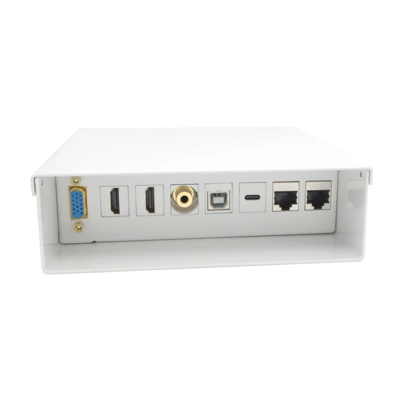 AISENS - A127-0720 - Audiovisual Junction Box VGA+JACK3.5+2xHDMI+1xUSB-B+1xUSB-C+2xRJ45 Cat.6A STP, White