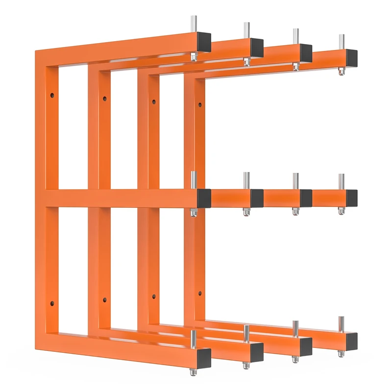 4 PACK Lumber Rack Wall-Mounted Lumber Storage Rack, Heavy Duty Wood Storage Racks With 6-Level System, 1320 LB Sturdy Garage Wood Organizer, Hanging Orange Lumber Metal Racks for Indoor & Outdoor