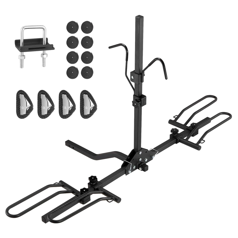VEVOR Hitch Mount Bike Rack, 2-Bike Platform Style, 80 LBS Max Capacity Bike Rack Hitch for 1.25-/2-inch Receiver, Titling and Folding Bike Carrier with Tires up to 2.4" Wide, for Car, SUV, Truck, RV - Image 1