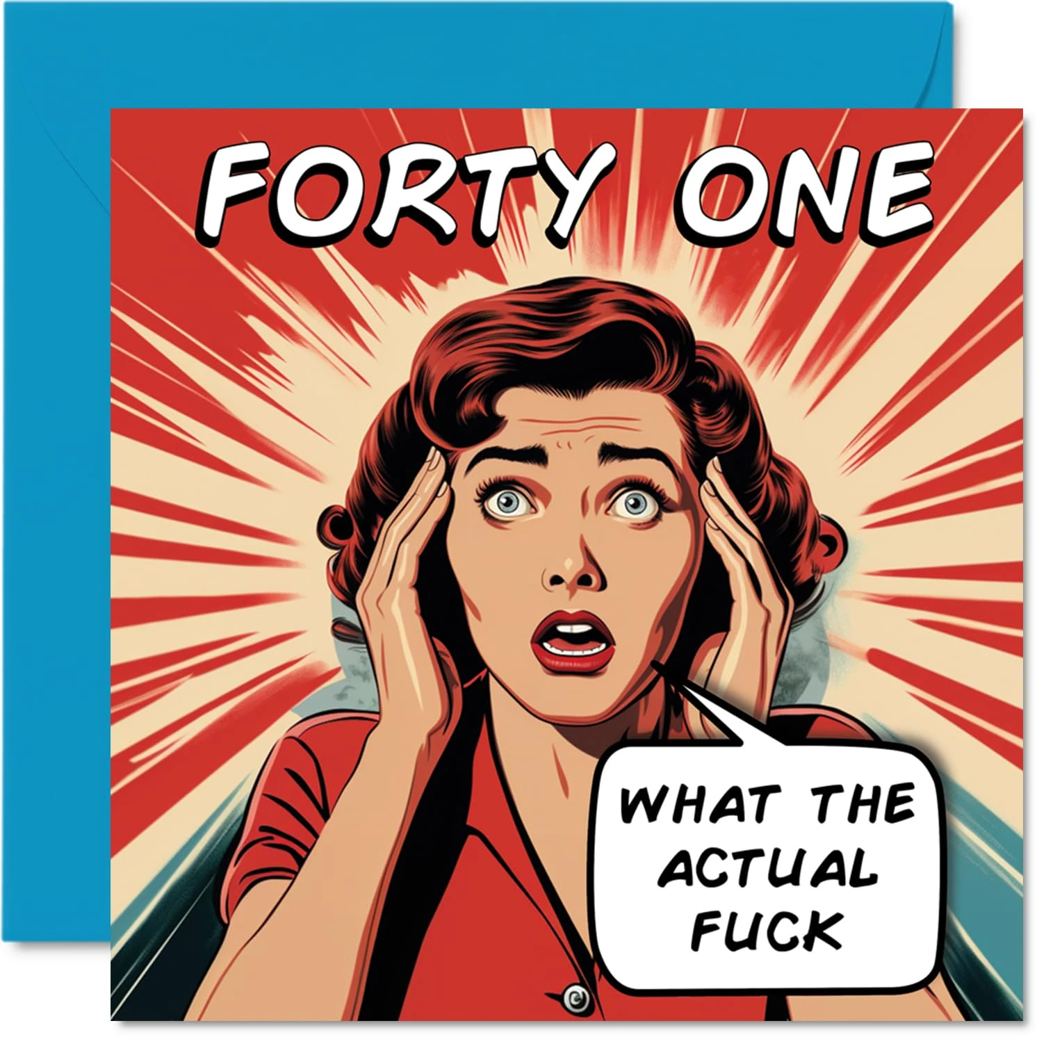 Funny 41st Birthday Cards for Woman Men - Comic Years - Happy Birthday Card for Dad Mum Brother Sister Grandad Nanny Grandma Uncle Auntie, 145mm Rude Joke Humour Greeting Cards