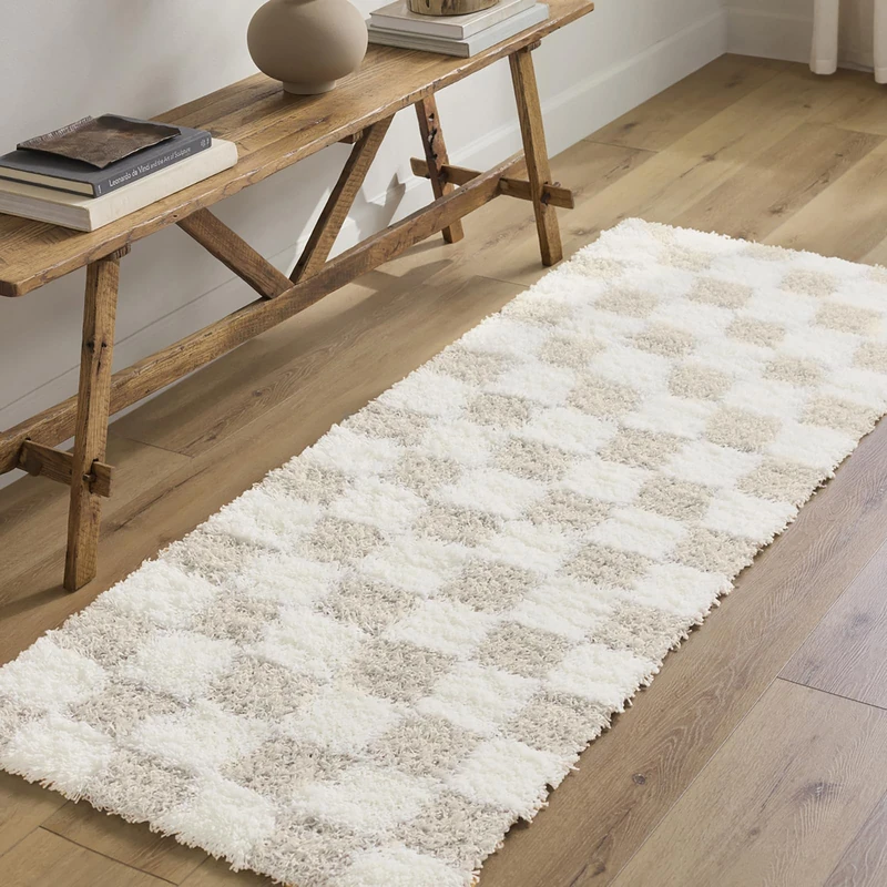 Livabliss Mabini Shaggy Rug - Modern Berber Rugs Living Room, Large 80x220 cm, Soft Shaggy Rugs for Bedroom - Neutral Boho Fluffy Rug, Easy Care Plush Thick Pile - Cream and Beige