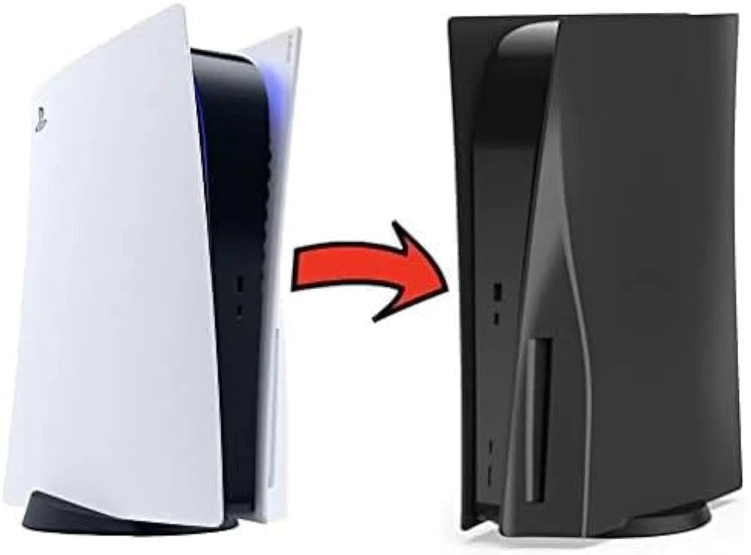 Plates for PS5 Playstation Disc Edition, Replacement Black Faceplates Covers for Disc Edition Console Skin Shell Side Plates