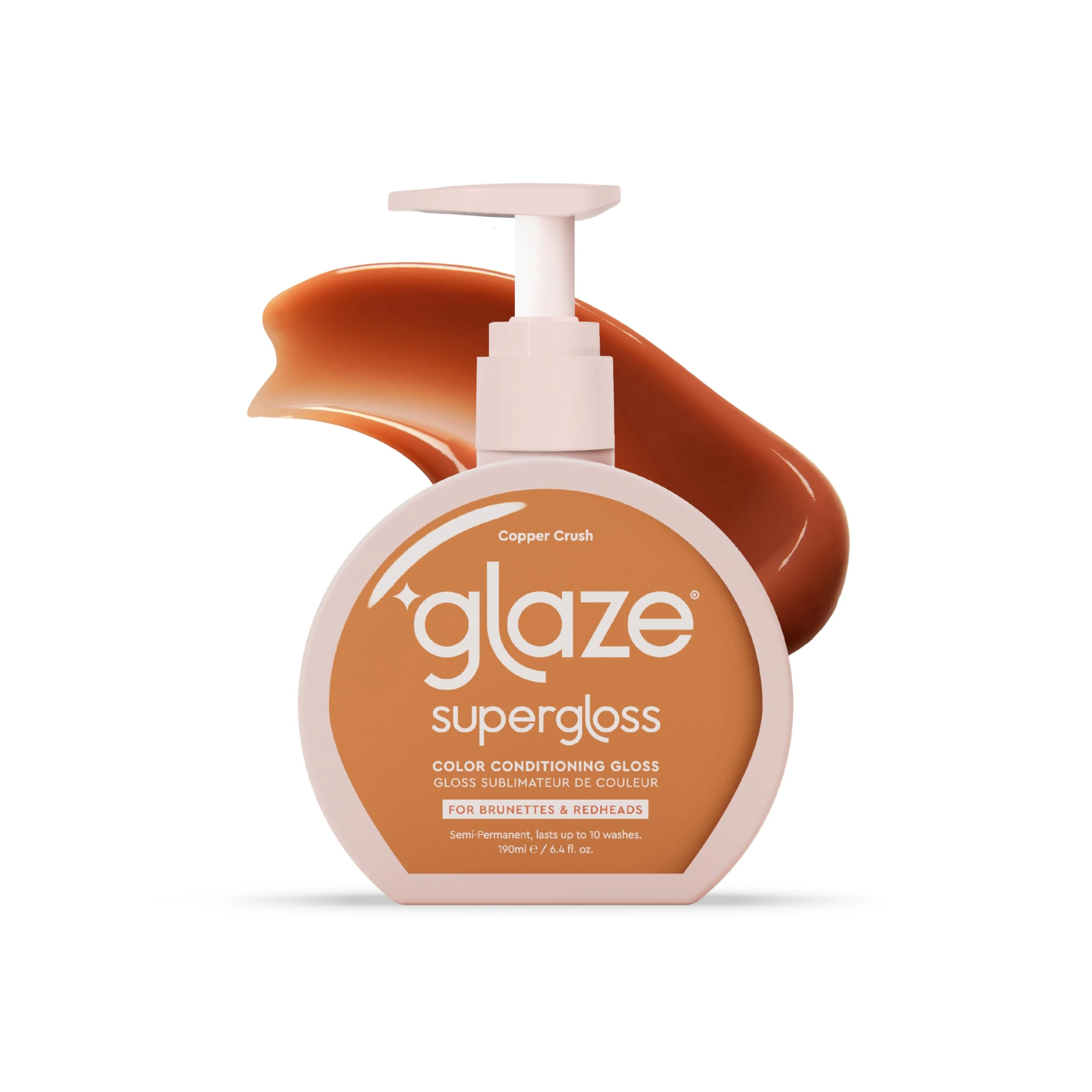 Glaze Supergloss Color Conditioning Gloss – Hydrating Semi-Permanent Color Hair Gloss & Shine Boost – Color Depositing Mask - Vegan, Cruelty-Free – 190ml - Copper Crush - Bright Copper