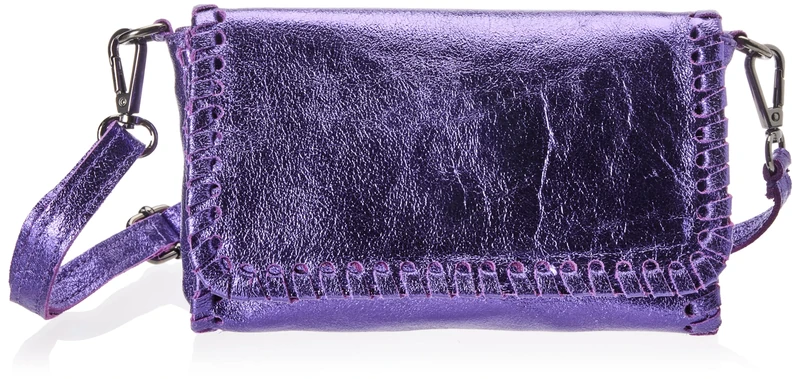 ZITHA Women's Metallic Leather Handbag, Purple, One Size