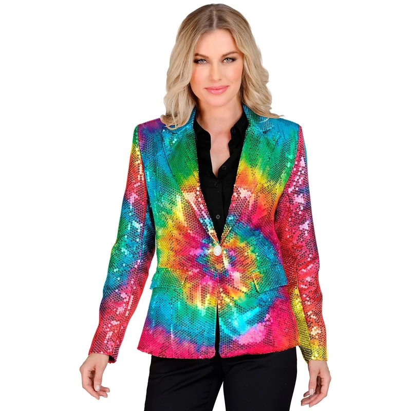 Widmann - Party Fashion Women's Sequin Blazer Rainbow Psychedelic Disco Fever Striker Move Jacket