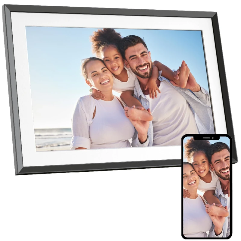 AGFA PHOTO Cadre Photo Connecté Realiview APF1000 Wi-Fi 10" LCD - Affichage Photos/Vidéos, Horloge, Météo, Rotation Auto, Mémoire 32Go, Appli FRAMEO iOS/Android Incluse - Noir