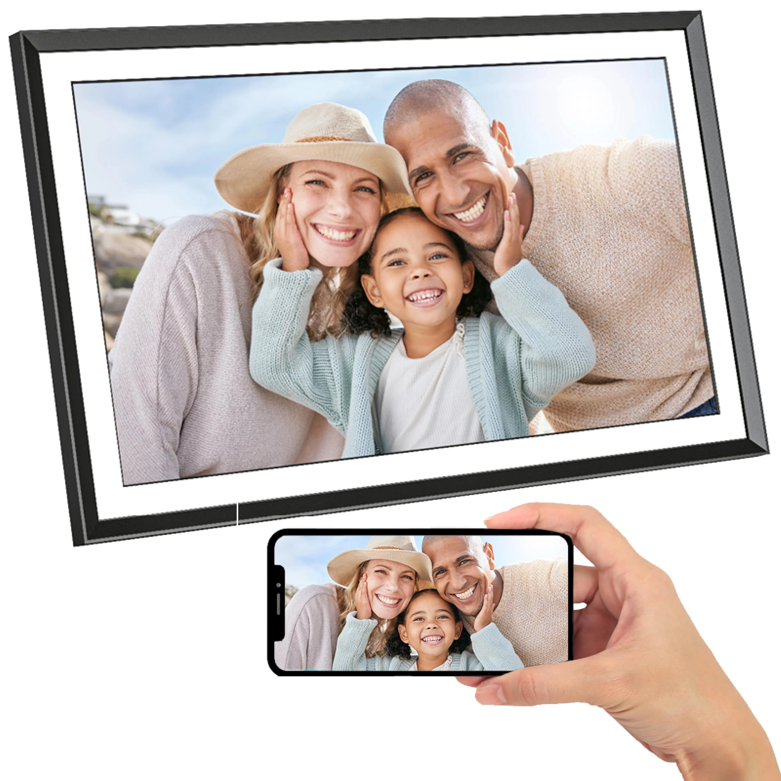 AGFA PHOTO Realiview APF1560WIFI - Digital Photo Frame with Wi-Fi and 32 GB of Integrated Memory - Instant Sharing of Photos and Videos, 15.6" High-resolution Touchscreen - Black