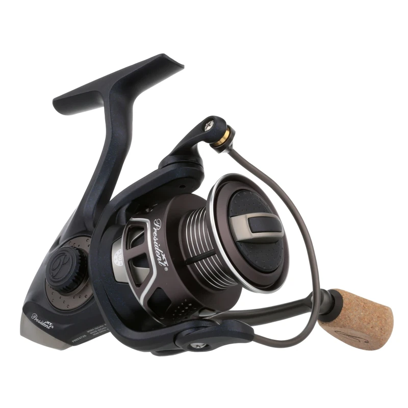 Pflueger President XT Spinning Fishing Reel, Size 35, 10 Stainless Steel Ball Bearing System, Sealed Oil Felt Front Drag, Carbon Body with Machined Aluminum Main Shaft and Gear