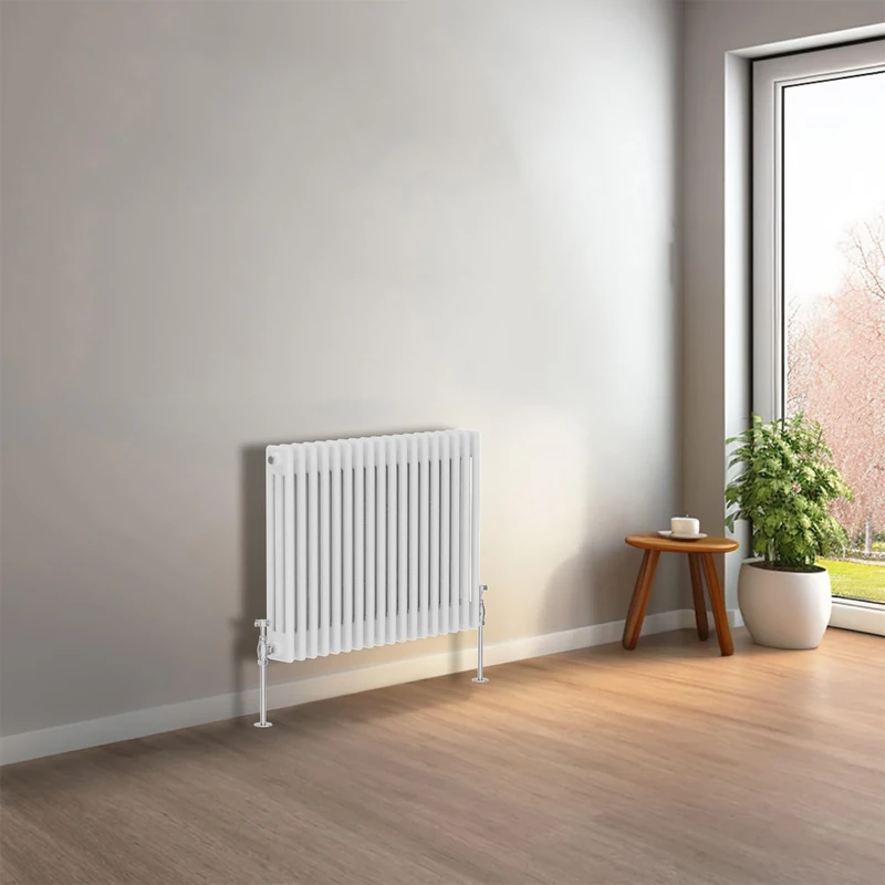 NRG 600 X 830 mm Gloss White Horizontal Traditional Column Cast Iron Style Radiator Central Heating Radiator Perfect for Bathrooms, Kitchen, Living Room Triple Panel