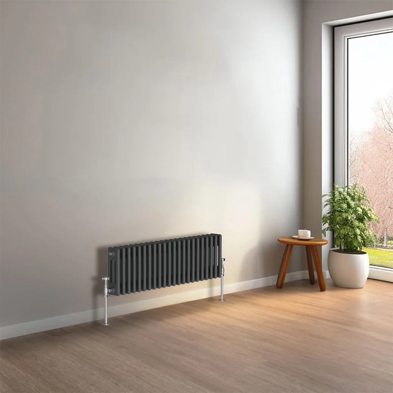 NRG 300 x 1010mm Anthracite Horizontal Traditional Column Cast Iron Style Radiator Central Heating Radiator Perfect for Bathrooms, Kitchen, Living Room Triple Panel