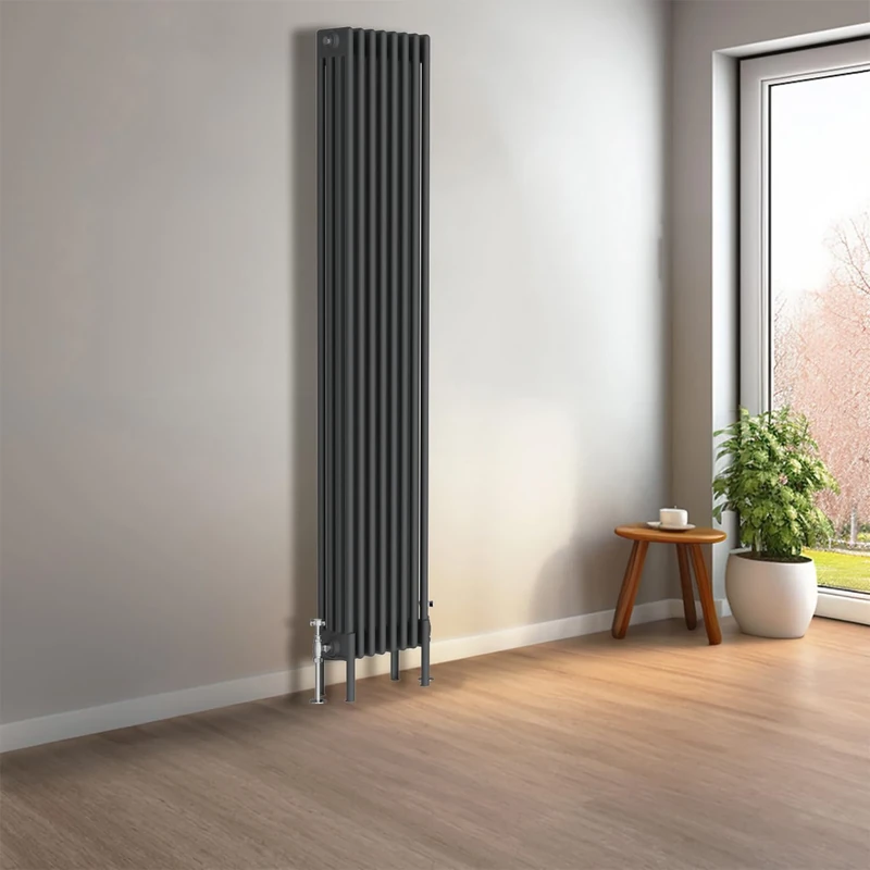 NRG Cast Iron Radiator Four Column 1800x380mm Anthracite Traditional Column Cast Iron Style Radiator Central Heating Radiator Perfect for Bathrooms, Kitchen, Living Room