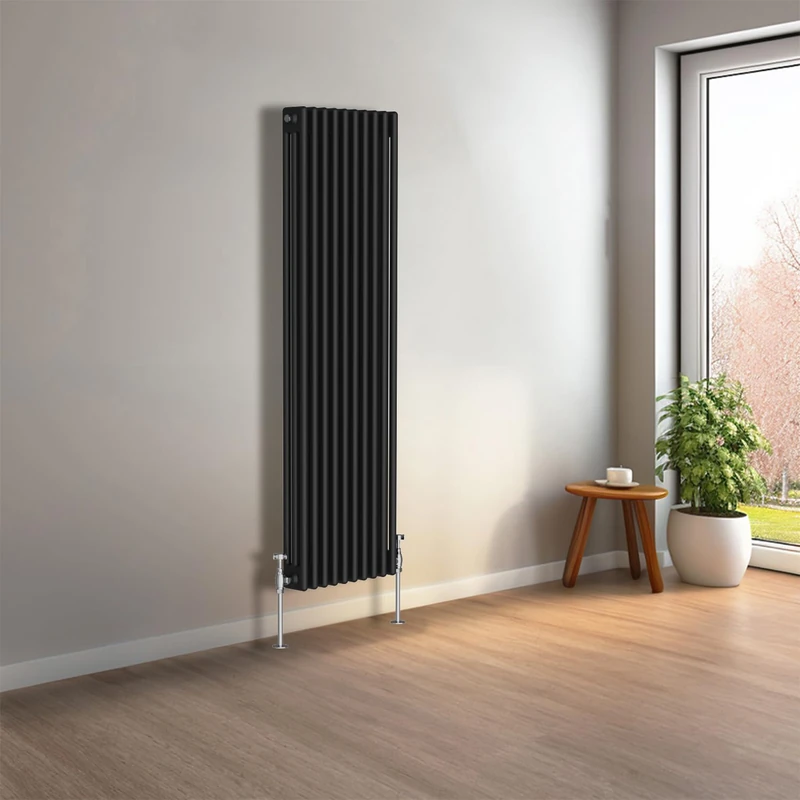 NRG 1500 x 470mm Black Vertical Traditional Column Cast Iron Style Radiator Central Heating Radiator Perfect for Bathrooms, Kitchen, Living Room Triple Panel