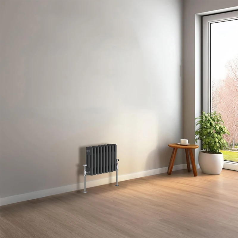 NRG 300 x 425mm Anthracite Horizontal Traditional Column Cast Iron Style Radiator Central Heating Radiator Perfect for Bathrooms, Kitchen, Living Room Triple Panel