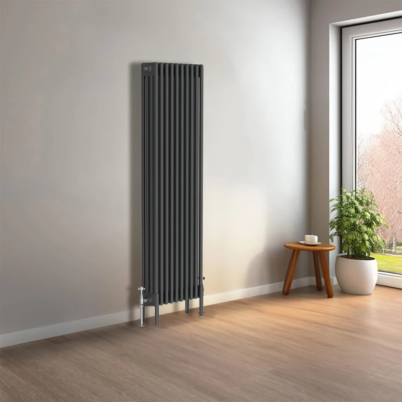NRG Cast Iron Radiator Four Column 1500x470mm Anthracite Traditional Column Cast Iron Style Radiator Central Heating Radiator Perfect for Bathrooms, Kitchen, Living Room