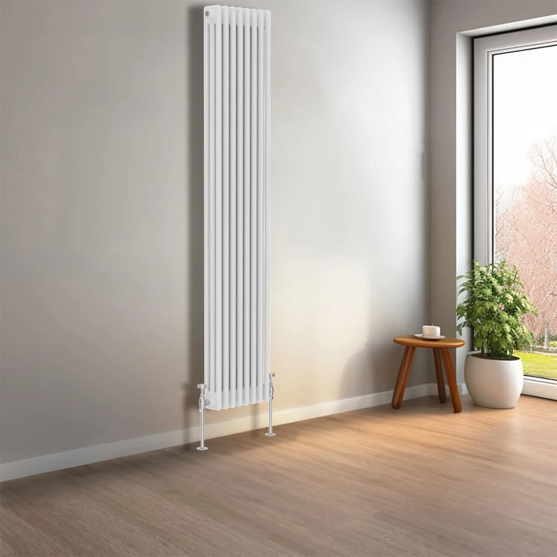 NRG 1800 x 380 mm Gloss White Vertical Traditional Column Cast Iron Style Radiator Central Heating Radiator Perfect for Bathrooms, Kitchen, Living Room Triple Panel