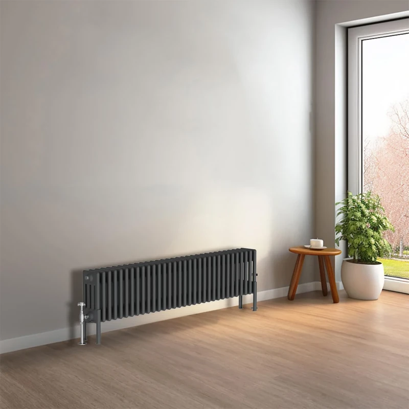 NRG Cast Iron Radiator Four Column 300x1460mm Anthracite Traditional Column Cast Iron Style Radiator Central Heating Radiator Perfect for Bathrooms, Kitchen, Living Room