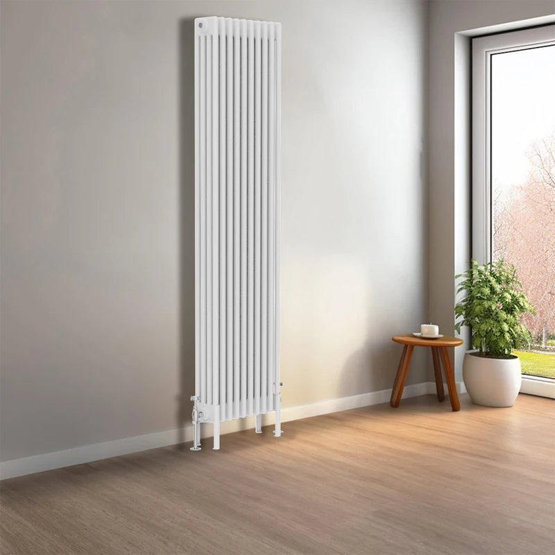 NRG Cast Iron Radiator Four Column 1800x470mm Gloss White Traditional Column Cast Iron Style Radiator Central Heating Radiator Perfect for Bathrooms, Kitchen, Living Room