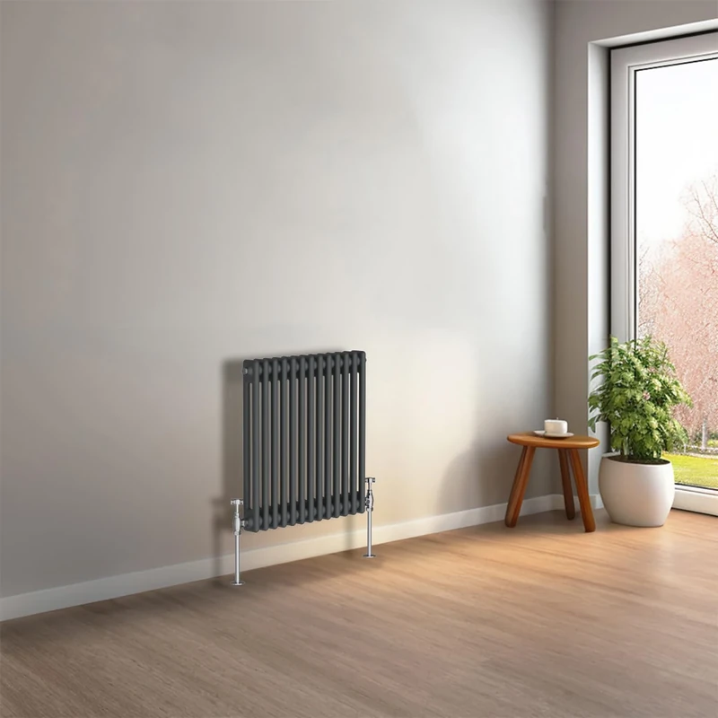 NRG 600 x 605mm Anthracite Horizontal Traditional Column Cast Iron Style Radiator Central Heating Radiator Perfect for Bathrooms, Kitchen, Living Room Double Panel