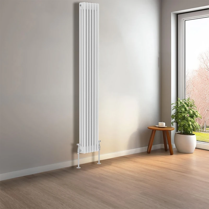 NRG 1800 x 290 mm Gloss White Vertical Traditional Column Cast Iron Style Radiator Central Heating Radiator Perfect for Bathrooms, Kitchen, Living Room Triple Panel