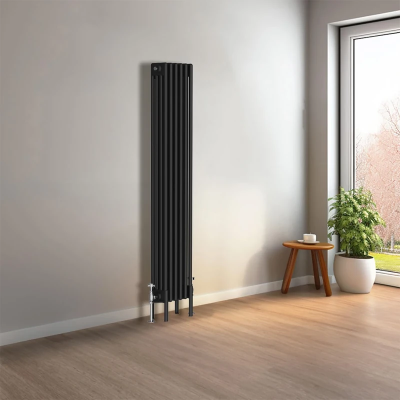 NRG Cast Iron Radiator Four Column 1500x290mm Black Traditional Column Cast Iron Style Radiator Central Heating Radiator Perfect for Bathrooms, Kitchen, Living Room